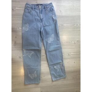 HOLLISTER Jeans Women’s Ultra High Rise Dad Jean Size 3 R Butterfly Print